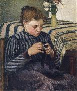 Camille Pissarro Woman sewing France oil painting artist